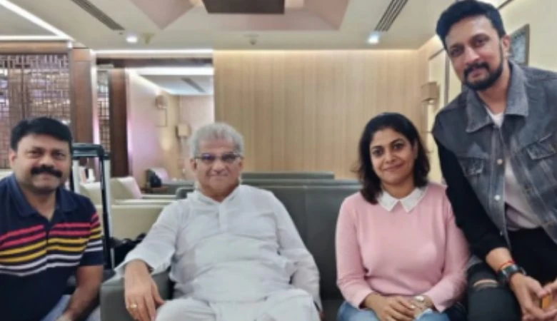  ವೀರೇಂದ್ರ ಹೆಗ್ಗಡೆ ಭೇಟಿಯಾದ ಸುದೀಪ್ ದಂಪತಿ